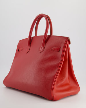 *FIRE PRICE* Hermes Birkin 35cm in Vermillion Ardennes Leather with Gold Hardware