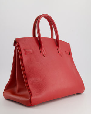 *FIRE PRICE* Hermes Birkin 35cm in Vermillion Ardennes Leather with Gold Hardware