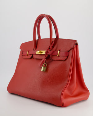 *FIRE PRICE* Hermes Birkin 35cm in Vermillion Ardennes Leather with Gold Hardware