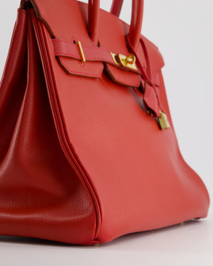 *FIRE PRICE* Hermes Birkin 35cm in Vermillion Ardennes Leather with Gold Hardware