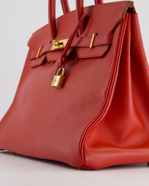 *FIRE PRICE* Hermes Birkin 35cm in Vermillion Ardennes Leather with Gold Hardware