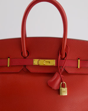 *FIRE PRICE* Hermes Birkin 35cm in Vermillion Ardennes Leather with Gold Hardware