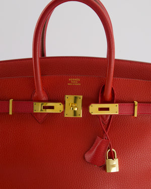 *FIRE PRICE* Hermes Birkin 35cm in Vermillion Ardennes Leather with Gold Hardware