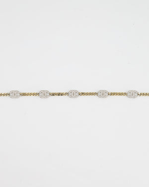 Chanel Champagne Gold & Silver Crystal CC Choker Necklace