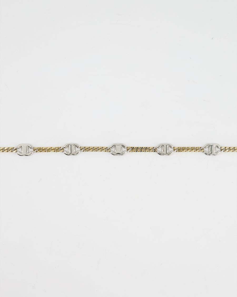 Chanel Champagne Gold & Silver Crystal CC Choker Necklace