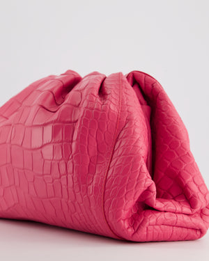 Bottega Veneta Large Pouch Clutch in Pink Crocodile