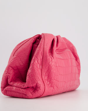 Bottega Veneta Large Pouch Clutch in Pink Crocodile