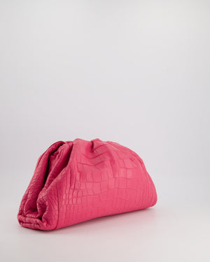 Bottega Veneta Large Pouch Clutch in Pink Crocodile