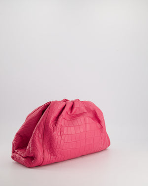 Bottega Veneta Large Pouch Clutch in Pink Crocodile