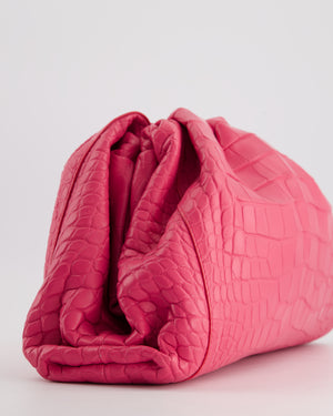 Bottega Veneta Large Pouch Clutch in Pink Crocodile