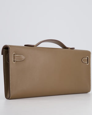 Hermès Kelly Cut Bag in Etoupe Swift Leather with Palladium Hardware