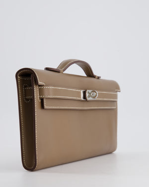 Hermès Kelly Cut Bag in Etoupe Swift Leather with Palladium Hardware