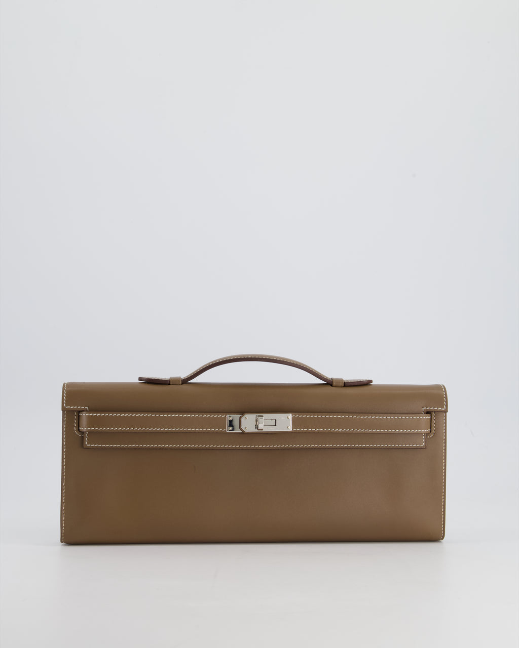 Hermes Kelly Cut Bag in Etoupe Swift Leather with Palladium Hardware Sellier