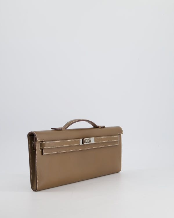 Hermès Kelly Cut Bag in Etoupe Swift Leather with Palladium Hardware