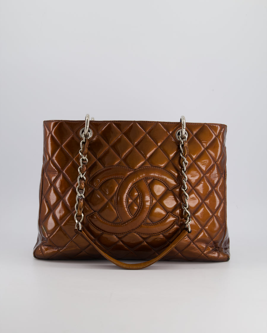 Chanel Bronze GST Grand Shopper Tote Bag in Patent Leather with Silver Hardware