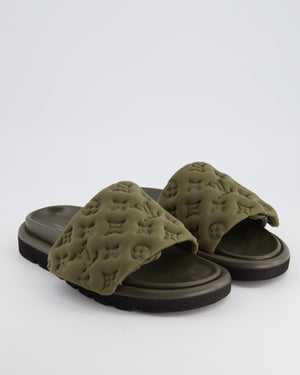 Louis Vuitton Khaki Pool Pillow Padded Flat Sandals EU 38