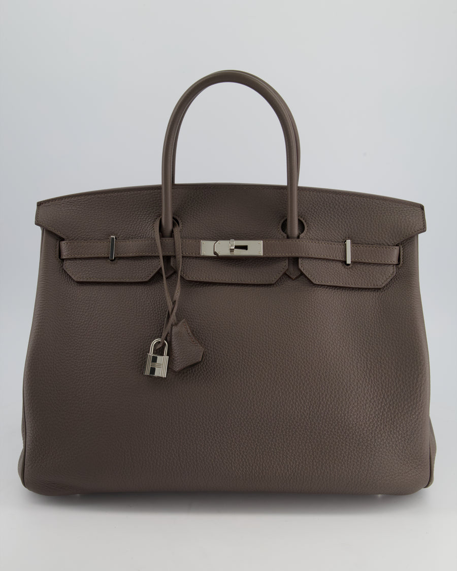 Hermès Birkin 40cm Retourne Bag in Gris Elephant Togo Leather with Palladium Hardware