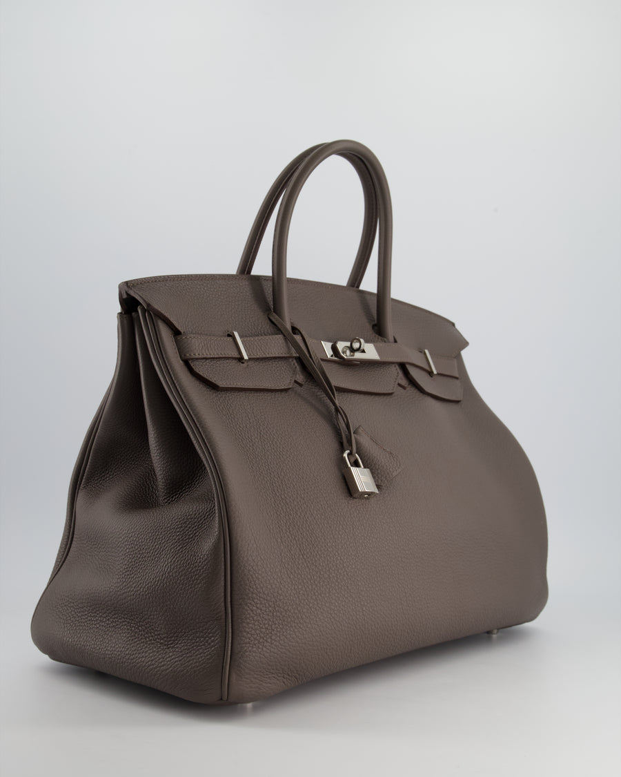 Hermès Birkin 40cm Retourne Bag in Gris Elephant Togo Leather with Palladium Hardware