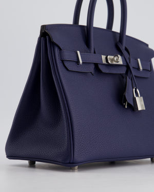 *RARE* Hermès Birkin 25cm Bag Retourne in Bleu Navy Togo Leather with Palladium Hardware