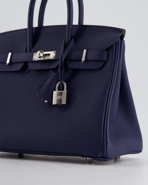 *RARE* Hermès Birkin 25cm Bag Retourne in Bleu Navy Togo Leather with Palladium Hardware