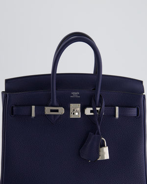 *RARE* Hermès Birkin 25cm Bag Retourne in Bleu Navy Togo Leather with Palladium Hardware