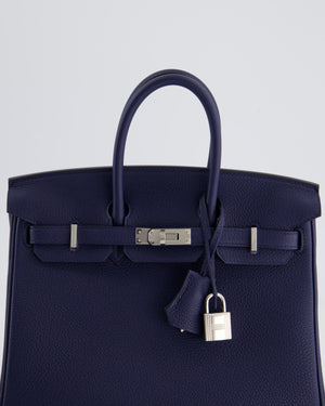 *RARE* Hermès Birkin 25cm Bag Retourne in Bleu Navy Togo Leather with Palladium Hardware