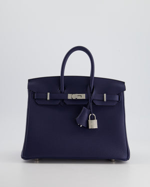 *RARE* Hermès Birkin 25cm Bag Retourne in Bleu Navy Togo Leather with Palladium Hardware