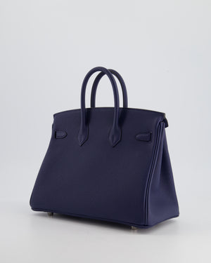 *RARE* Hermès Birkin 25cm Bag Retourne in Bleu Navy Togo Leather with Palladium Hardware