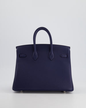 *RARE* Hermès Birkin 25cm Bag Retourne in Bleu Navy Togo Leather with Palladium Hardware