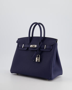 *RARE* Hermès Birkin 25cm Bag Retourne in Bleu Navy Togo Leather with Palladium Hardware