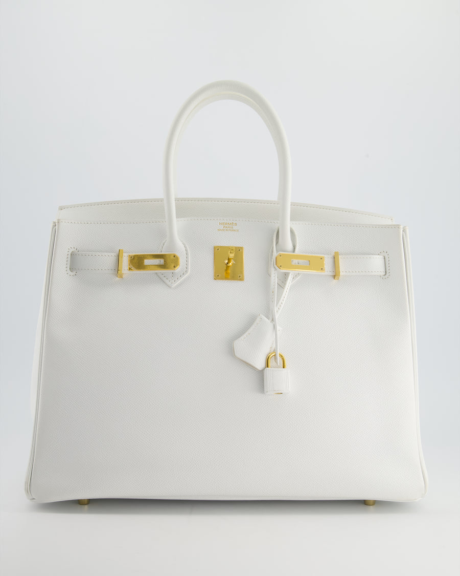 *RARE* Hermès Birkin Retourne Bag 35cm in White Epsom Leather and Gold Hardware