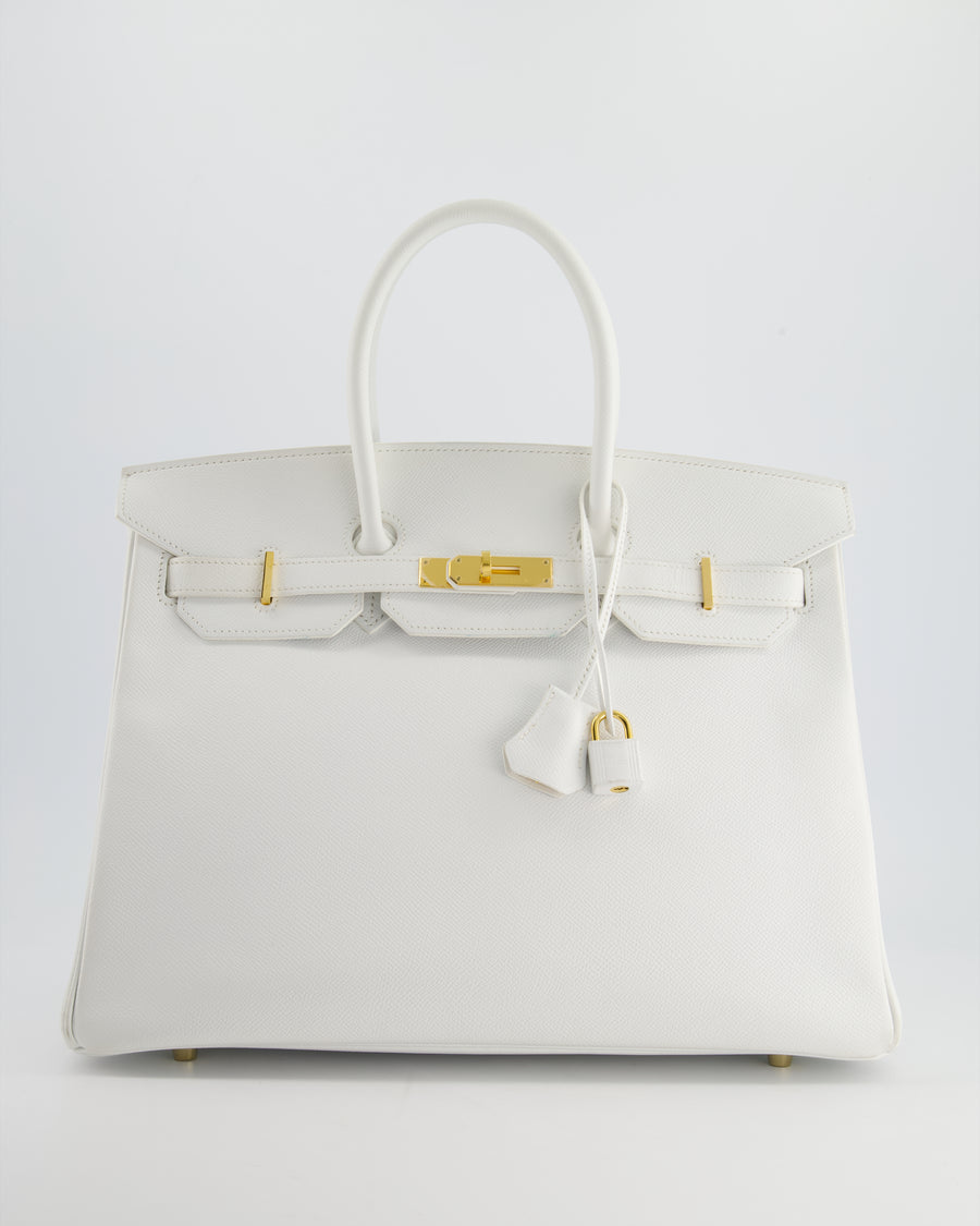 *RARE* Hermès Birkin Retourne Bag 35cm in White Epsom Leather and Gold Hardware