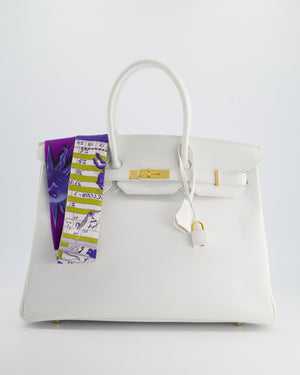 *RARE* Hermès Birkin Retourne Bag 35cm in White Epsom Leather and Gold Hardware