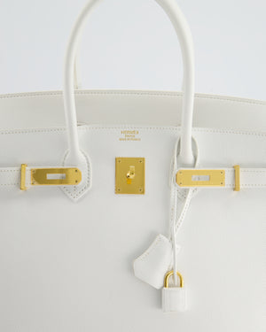 *RARE* Hermès Birkin Retourne Bag 35cm in White Epsom Leather and Gold Hardware