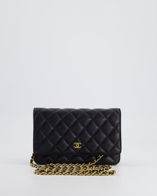 *FIRE PRICE* Chanel Black Lambskin Quilted Wallet on Chain Bag with Gold Hardware
