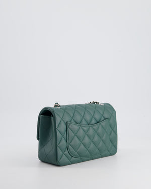 *RARE* Chanel Green Mini Rectangular Classic Flap Bag in Lambskin Leather with Silver Hardware