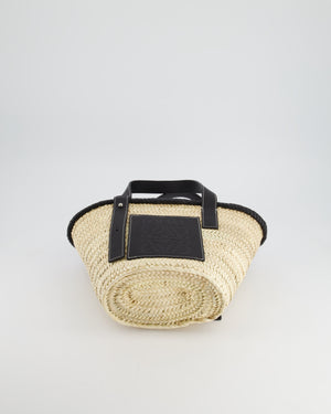 Loewe x Paula's Ibiza Small Raffia Tote Bag in Black Calfskin Leather RRP £475