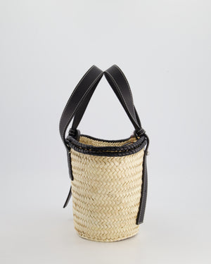 Loewe x Paula's Ibiza Small Raffia Tote Bag in Black Calfskin Leather RRP £475