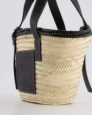 Loewe x Paula's Ibiza Small Raffia Tote Bag in Black Calfskin Leather RRP £475