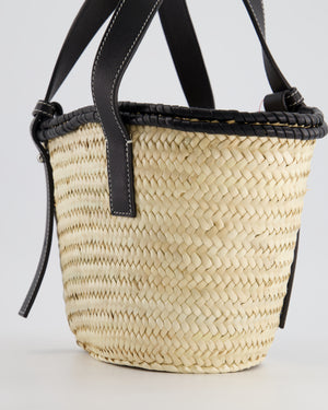 Loewe x Paula's Ibiza Small Raffia Tote Bag in Black Calfskin Leather RRP £475