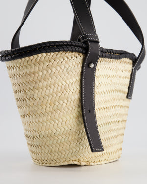 Loewe x Paula's Ibiza Small Raffia Tote Bag in Black Calfskin Leather RRP £475