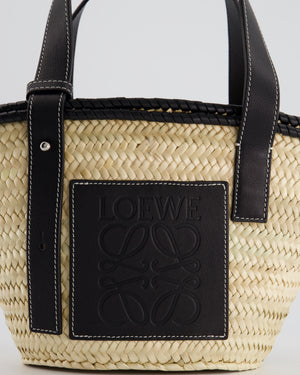 Loewe x Paula's Ibiza Small Raffia Tote Bag in Black Calfskin Leather RRP £475