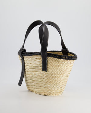 Loewe x Paula's Ibiza Small Raffia Tote Bag in Black Calfskin Leather RRP £475