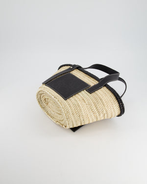 Loewe x Paula's Ibiza Small Raffia Tote Bag in Black Calfskin Leather RRP £475