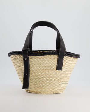 Loewe x Paula's Ibiza Small Raffia Tote Bag in Black Calfskin Leather RRP £475