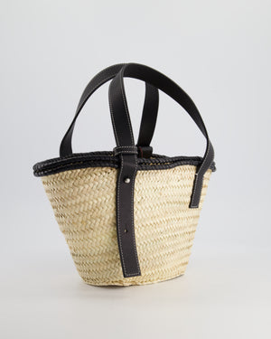 Loewe x Paula's Ibiza Small Raffia Tote Bag in Black Calfskin Leather RRP £475