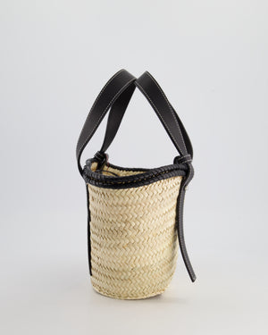 Loewe x Paula's Ibiza Small Raffia Tote Bag in Black Calfskin Leather RRP £475