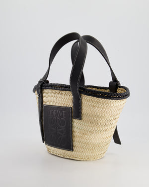 Loewe x Paula's Ibiza Small Raffia Tote Bag in Black Calfskin Leather RRP £475