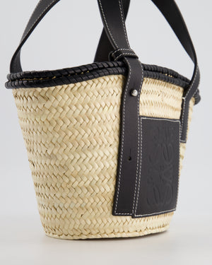 Loewe x Paula's Ibiza Small Raffia Tote Bag in Black Calfskin Leather RRP £475