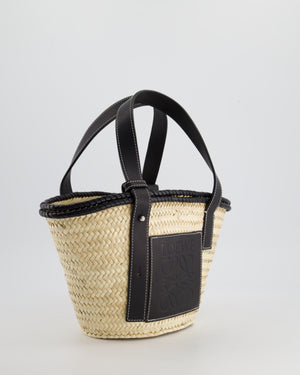 Loewe x Paula's Ibiza Small Raffia Tote Bag in Black Calfskin Leather RRP £475